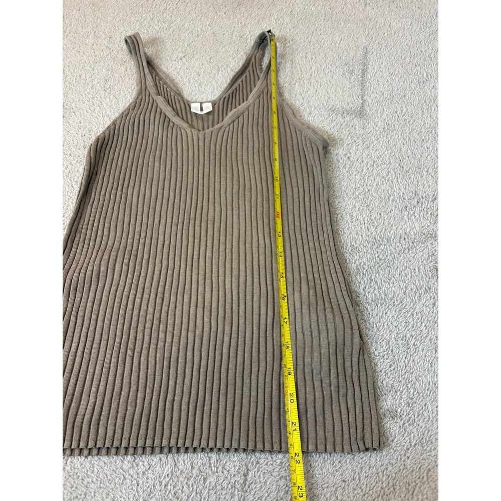 Arket Ribbed Knit Tank Top Taupe Brown V-Neck Sleeveless‎ Slim Fit Small Classic - Picture 6 of 12